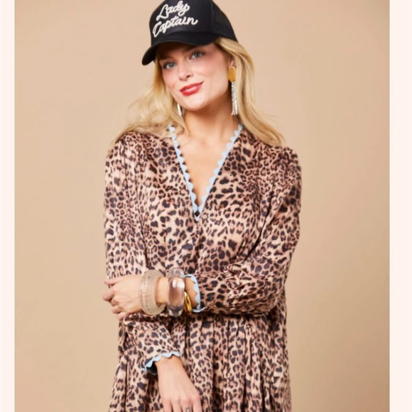 Lady Captain Leopard Print Long Sleeve Dress - Picture 1 of 5